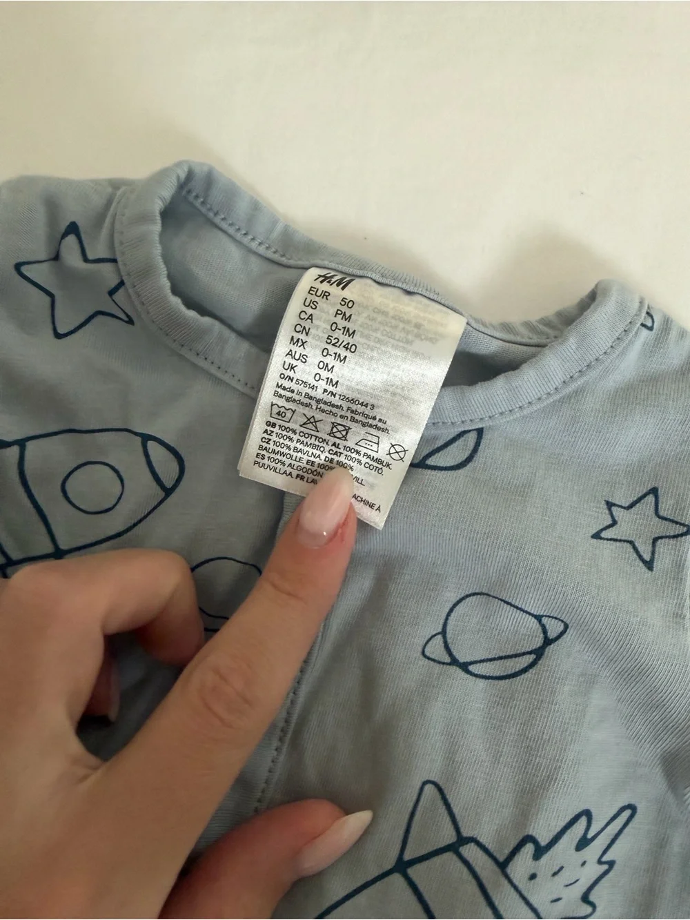 H&M Light Blue Rocket Print Footed One-Piece